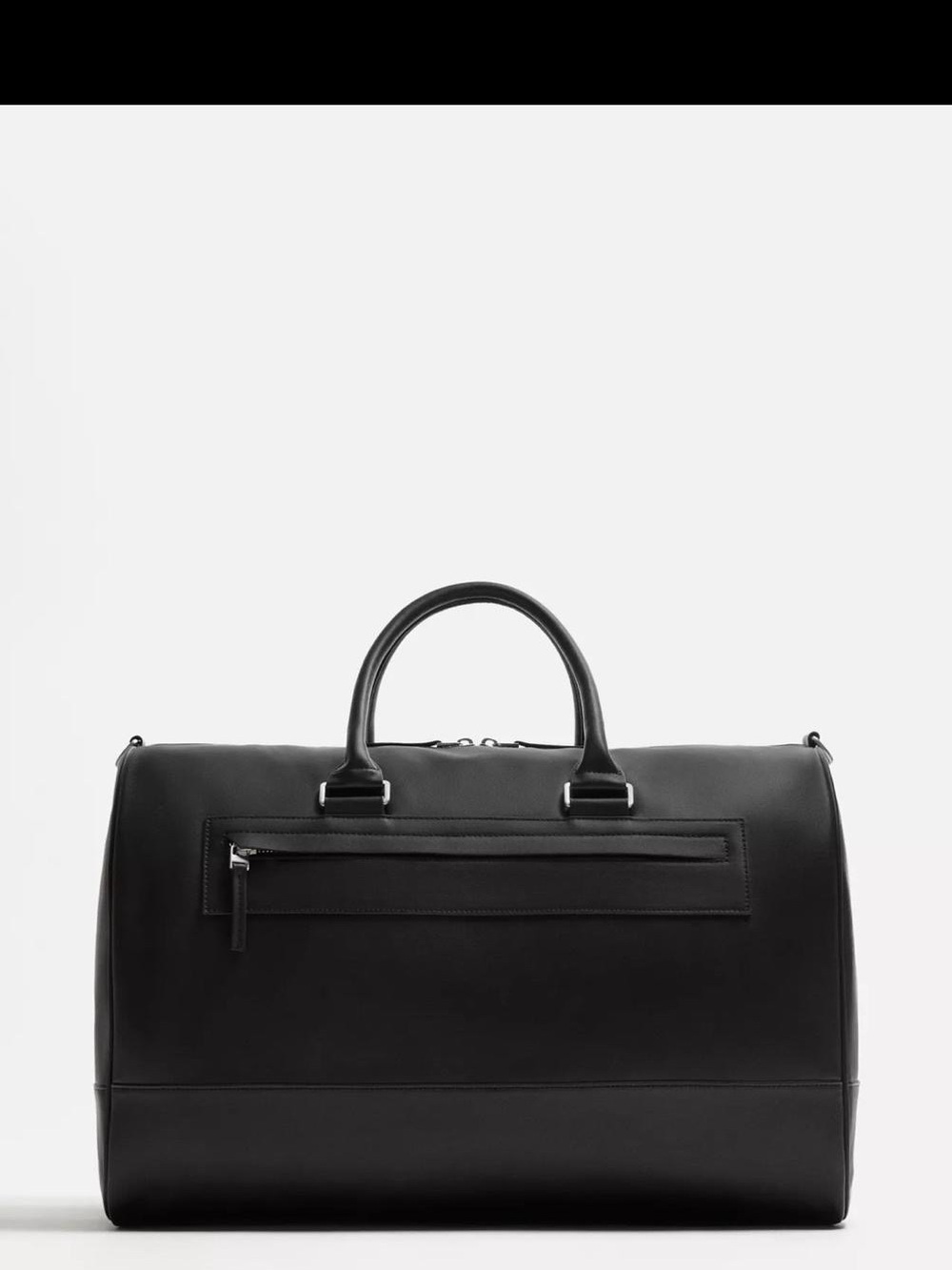 Zara Black Leather Duffel Bag for Men